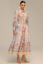 Load image into Gallery viewer, Ruby Long Sleeve Floral Printed Lace Top And Skirt Two-Piece Set