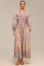 Load image into Gallery viewer, Dorte Long Sleeve Floral Printed Maxi Dress
