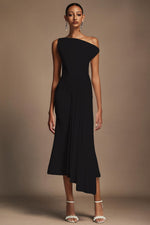 Load image into Gallery viewer, Juny Oblique Shoulder Sleeveless Folds Midi Dress