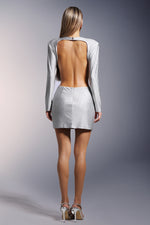 Load image into Gallery viewer, Ella Long Sleeves Flowers Hollow Backless Diamond Mini Dress
