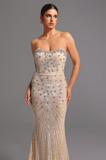 Load image into Gallery viewer, Kori Strapless Diamond Sequins Maxi Dress