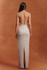 Load image into Gallery viewer, Ibbie Halter Sleeveless V-Neck Diamond Maxi Dress