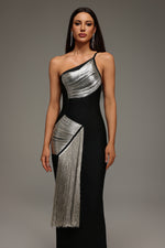 Load image into Gallery viewer, Roanna One Shoulder Sleeveless Tassels Bandage Maxi Dress