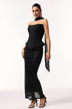 Load image into Gallery viewer, Kale Sleeveless Ribbon Sequins Bandage Maxi Two-Piece Set