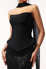 Load image into Gallery viewer, Kale Sleeveless Ribbon Sequins Bandage Maxi Two-Piece Set