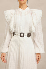 Load image into Gallery viewer, Ditala Long Sleeves Lace Folds Top And Skirt Two-Piece Set