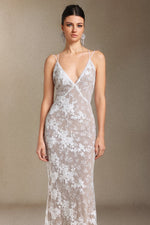 Load image into Gallery viewer, Thea Sling V-neck Sequins Lace maxi wedding dress
