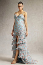 Load image into Gallery viewer, Haliy Floral Print Ruffle Maxi Dress