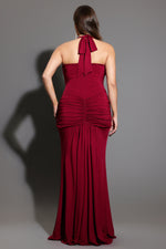 Load image into Gallery viewer, Elsie Halter Sleeveless V-Neck Wrinkles Maxi Dress