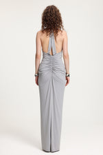 Load image into Gallery viewer, Plunge Neck Ruched Holder Maxi Dress