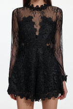 Load image into Gallery viewer, Willa Elegant Contour Long Sleeve Lace Romper