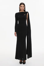 Load image into Gallery viewer, Louxia Elegant Contour One Sleeve Asymmetric Cape Maxi Dress