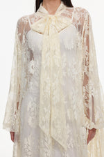 Load image into Gallery viewer, Deliyn Resort Flowy Long Sleeve Embroidered Mesh Lace Yellow Maxi Dress
