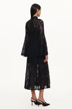 Load image into Gallery viewer, Karsten Resort Flowy Round Neck Long Sleeve Lace Maxi Dress