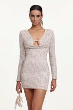 Load image into Gallery viewer, Manik Chic Contour Long Sleeve Cut Out Sequin Mini Dress