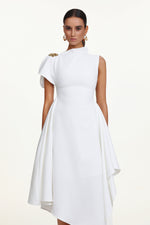 Load image into Gallery viewer, Weren Elegant Contour High Neck Asymmetric Maxi Dress