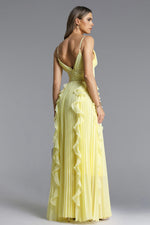 Load image into Gallery viewer, Viky Elegant Flowy Sleeveless Pleated Ruffle Maxi Dress