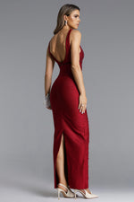 Load image into Gallery viewer, Tersa Romantic Contour Sleeveless Deep V Beaded Maxi Dress	