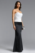 Load image into Gallery viewer, Diona Elegant Contour Strapless Pleated Contrast Satin Maxi Dress