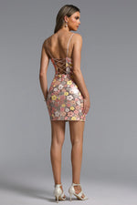 Load image into Gallery viewer, Loretta Romantic Contour Sleeveless Floral Sequin Mini Dress