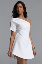 Load image into Gallery viewer, Verney Elegant tailored Ruched Woven Mini Dress