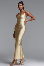Load image into Gallery viewer, Lionce Classic Contour Metallic Bandage Maxi Dress