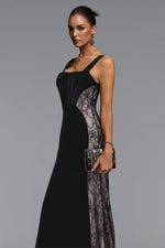 Load image into Gallery viewer, Kavaca Elegant Contour Square Neck Lace Velvet Maxi Dress	