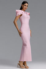 Load image into Gallery viewer, Lisiya Elegant Contour High Neck Bow Puff Sleeve Bandage Maxi Dress	