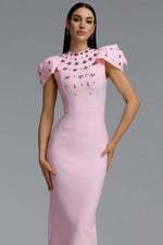 Load image into Gallery viewer, Lisiya Elegant Contour High Neck Bow Puff Sleeve Bandage Maxi Dress	