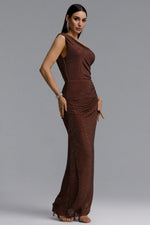 Load image into Gallery viewer, Ottilie Maxi Dress Plum Brown	