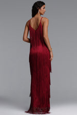 Load image into Gallery viewer, Alex Classic Contour V Neck Layered Fringe Bandage Red Maxi Dress
