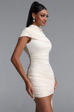 Load image into Gallery viewer, Nettie Romantic Contour Ruched Draped Sash Knit Mini Dress