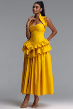 Load image into Gallery viewer, Shea Elegant Waist-Cinched Halter Neck Ruffled Maxi Dress