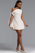 Load image into Gallery viewer, Denali Chic Tailored One Shoulder  Asymmetric Woven Mini Dress