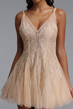 Load image into Gallery viewer, Ezgi Romantic Flowy V Neck Spaghetti Strap Floral Lace Mini Dress