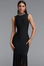 Load image into Gallery viewer, Ensley Stylish Contour High Neck Sleeveless Beaded Tassel Bandage Maxi Dress