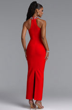 Load image into Gallery viewer, Zaniyah Glamorous Contour Halter Sweetheart Crystal Bandage Maxi Dress