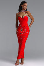 Load image into Gallery viewer, Zaniyah Glamorous Contour Halter Sweetheart Crystal Bandage Maxi Dress
