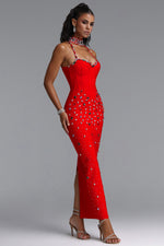 Load image into Gallery viewer, Zaniyah Glamorous Contour Halter Sweetheart Crystal Bandage Maxi Dress