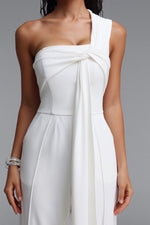 Load image into Gallery viewer, Lexy Elegant One Shoulder Knot Pleated Long Jumpsuit