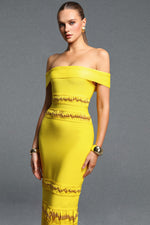 Load image into Gallery viewer, Sylvia Elegant Off Shoulder Beaded Tassel Bandage Maxi Dress