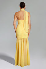 Load image into Gallery viewer, Ulasa Sleeveless Ruched Mesh Maxi Dress