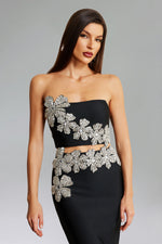 Load image into Gallery viewer, Eleganza Flrs With Diamonds Bandage Two-Piece Set