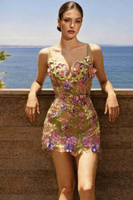 Load image into Gallery viewer, Magdalena Romantic Multicolor Floral Spaghetti Strap Floral Mini Dress