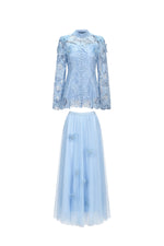 Load image into Gallery viewer, Sabina Long Sleeve Folds Lace Butterfly Top And Skirt Two-Piece Set
