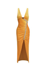 Load image into Gallery viewer, Hakula Diamante Slit Midi Dress