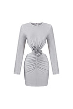 Load image into Gallery viewer, Ella Long Sleeves Flowers Hollow Backless Diamond Mini Dress