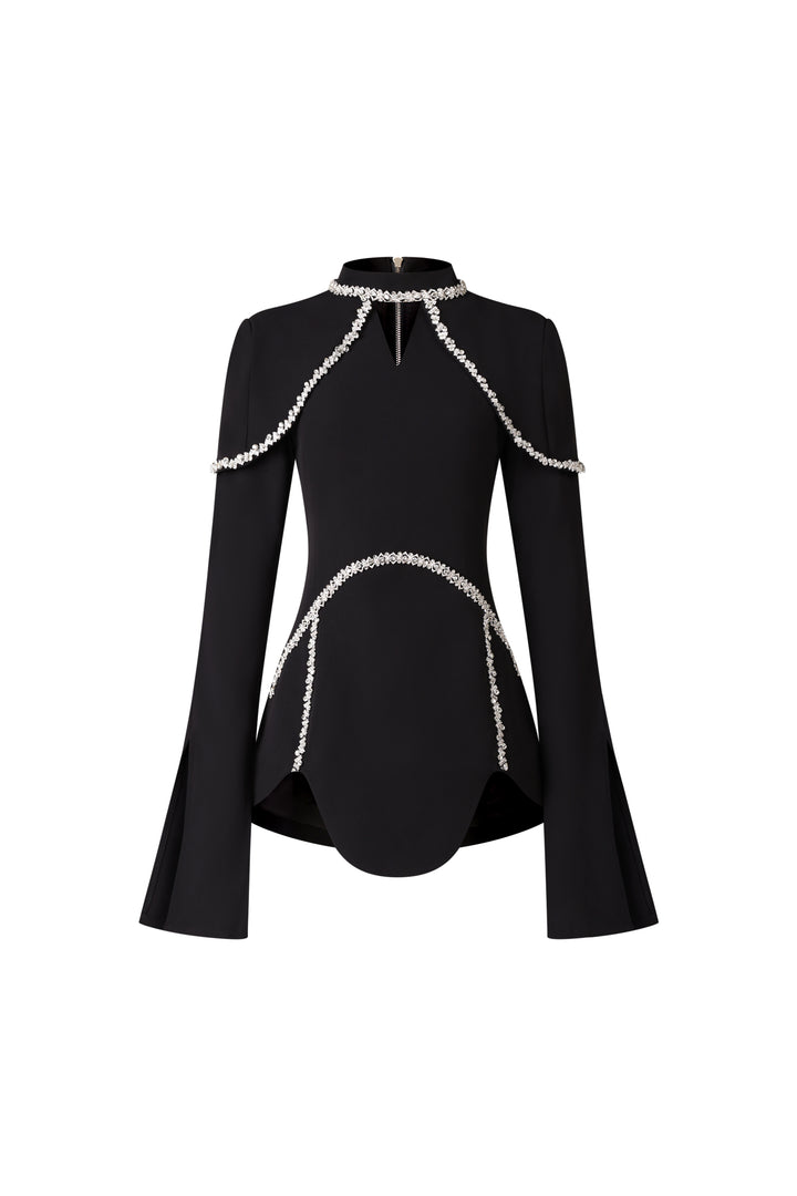 Teagan Long Sleeves High Neck Irregular Puff Sleeves Mini Dress