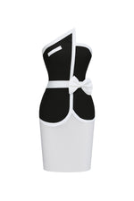 Load image into Gallery viewer, Erica Classic Slim Color Block Black Bandage Crop Top And Mini Skirt Two-Piece Set