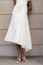 Load image into Gallery viewer, Paulina Oblique Shoulder Sleeveless Folds Midi Dress